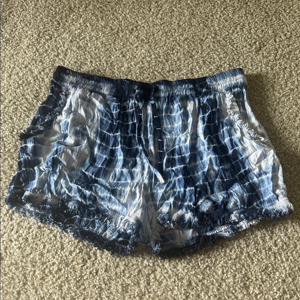 Blue Tie-Dye Women's Shorts with drawstring (no tag)